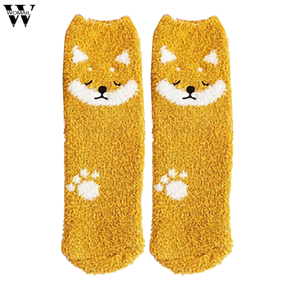 Womail Ms. soft cute animal coral velvet sleeping socks autumn and winter new warm plus velvet thickening home floor terry socks