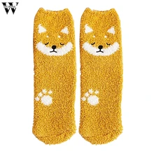 Womail Ms. soft cute animal coral velvet sleeping socks autumn and winter new warm plus velvet thickening home floor terry socks