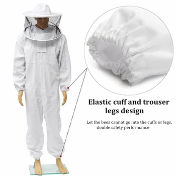 

Home Beginner Hat Protective Clothing Ventilated Beekeeper With Veil Hood Zipper Beekeeping Suit Full Body Anti Bee Professional