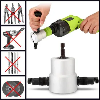 

Dual Head Sheet Metal -Cutting Nibbler Hole Saw Cutter-Electric Drill Attachment