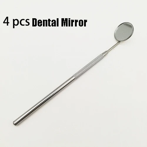 4pcs mirrors 5 шт./компл. стоматологическое зеркало Нержавеющая сталь стоматолог подготовлены Инструменты зонд стоматологии лаборатории комплект инструмента Пинцет мотыга серповидный скалер - Цвет: 4pcs mirrors