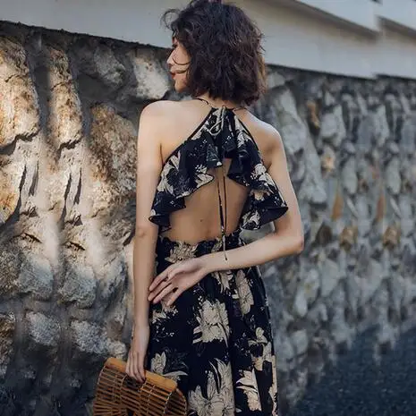 Robe Femme новое летнее платье с принтом женское черное сексуальное платье макси без бретелек дамское элегантное платье Вечерние винтажные платья DJ155
