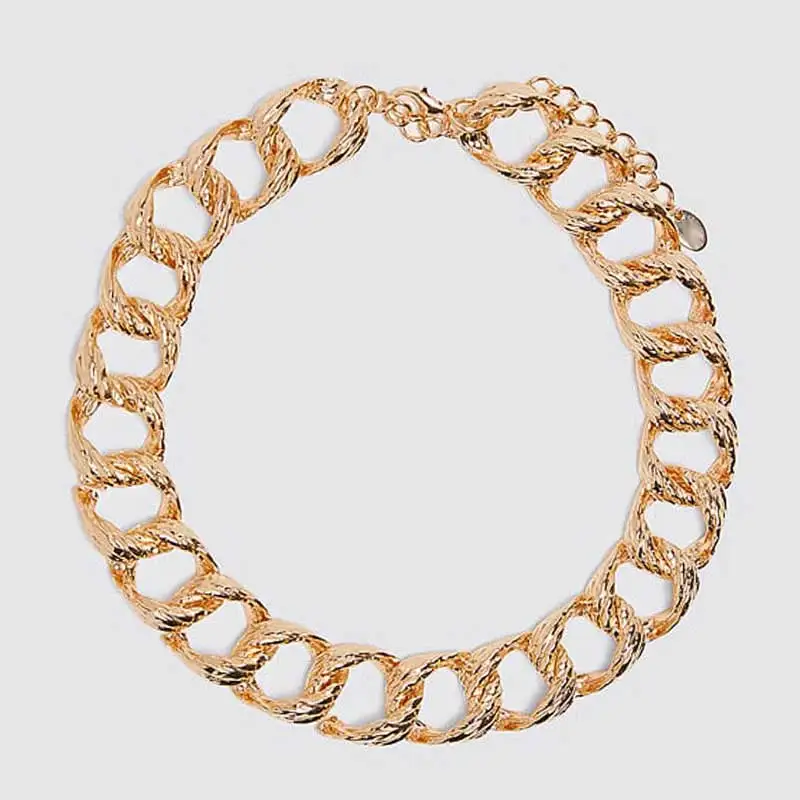 JJFOUCS ZA, женское винтажное ожерелье из сплава золотого цвета с цепочкой, соединительное звено подвеска, массивное ожерелье, вечерние, Свадебные колье, модное ювелирное изделие