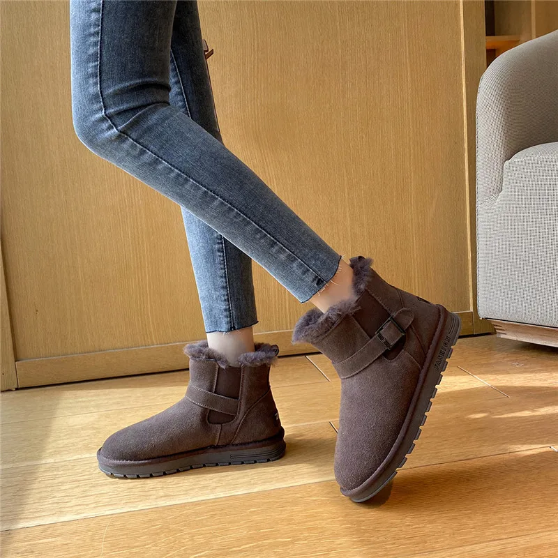 Winter 2021 women's shoes ladies snow boots warm suede ankle boots plush ladies shoes