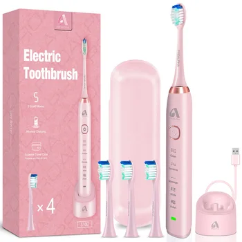 

Proalpha Sonic Electric Toothbrush S100 Adult Timer Brush 5 Mode USB Rechargeable Tooth Brushes with Replacement Heads Gift sets