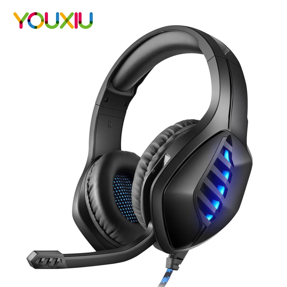 Professional Led Light Computer Gaming Headset Deep Bass Stereo Wired Adjustable Gaming Headphone With Mic for PS4 Xbox Laptop