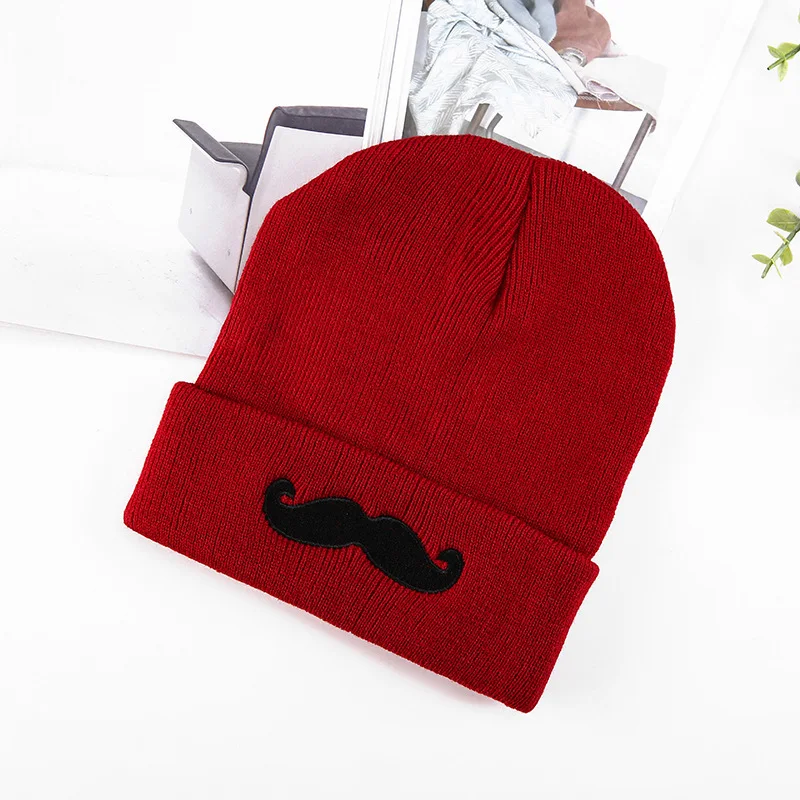 Новые осенние зимние вязаные головные уборы для мужчин и женщин NY с вышитыми буквами хлопковые шапки s осенние шапки повседневные мужские шапки для мальчиков - Цвет: Beard jujube red