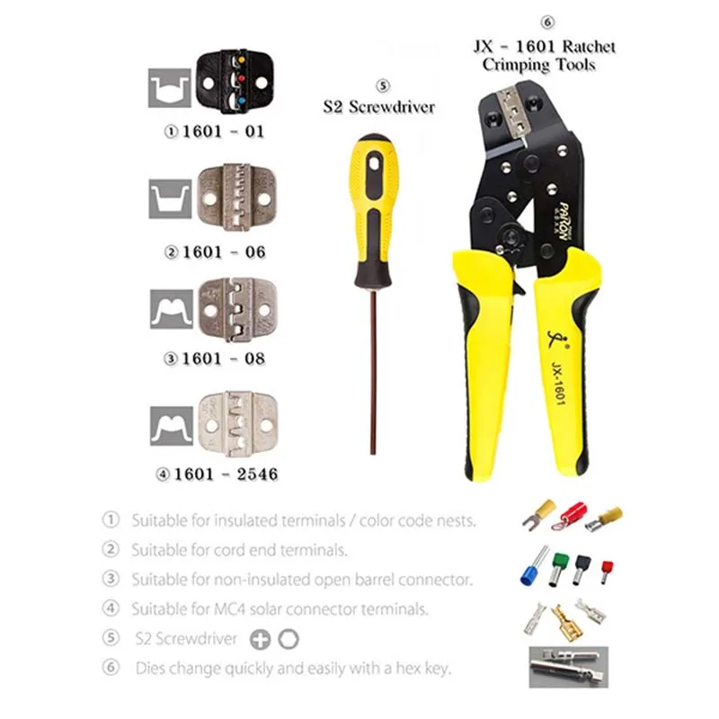 PARON 4 In 1 다기능 와이어 크림퍼 키트, 엔지니어링 래칫 터미널 크림핑 플라이어 와이어 크림퍼 스크루 드라이버 수공구 세트