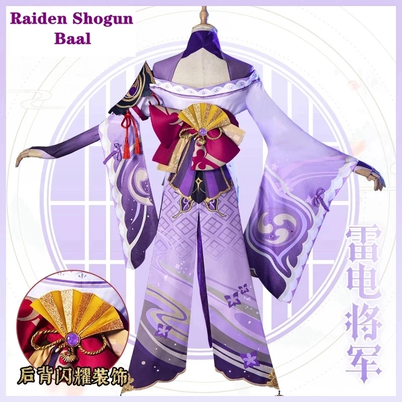 Raiden Shogun Cosplay Game Genshin Impact Baal Kostum Halloween Gaun