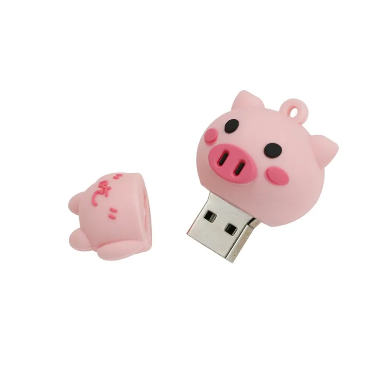 USB 2.0 Cute Cartoon Little Pink Pig Usb Flash Drive Pendrive 4GB 16GB 32GB 64GB 256GB Memory Stick Pendrives Thumb Drive Gifts usb drive bulk