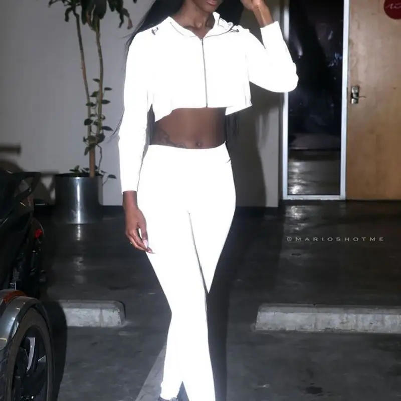 astounding  Spring Reflective Female Jacket Casual Sport Hooded Short Coat Women Stylish Crop Top
