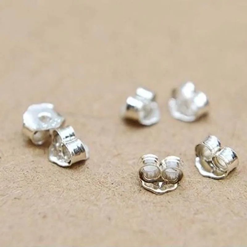 Genuine Real 100% Pure Solid 925 Sterling Silver Earring Backs Safety  Stopper Silver Jewelry Accessories DIY Parts Ear Plugging