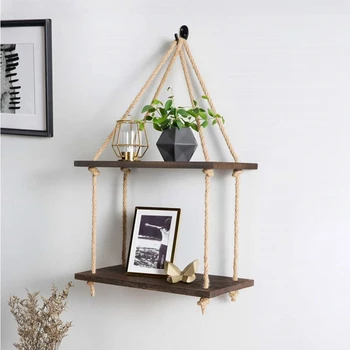 

Practical Decorative Storage Rack Storage Box Retro 2 Layer Wooden Frame Multi-Purpose Rack Display Stand