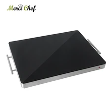 400W Electric Food Heating Plate Stainless Steel Body Food Warm Tray Glass Embedded Surface Wire Control Hot Plate Buffet 220V