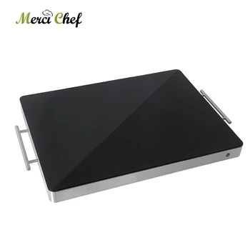 

400W Electric Food Heating Plate Stainless Steel Body Food Warm Tray Glass Embedded Surface Wire Control Hot Plate Buffet 220V