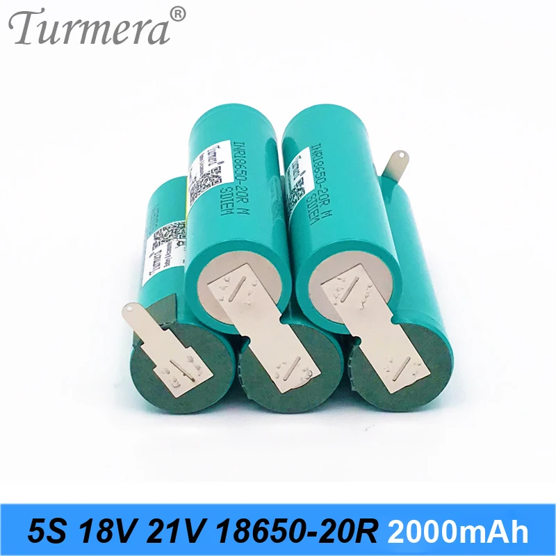 Turmera 5S 18V 21V for samsung INR18650-20RM 2000mAh 4000mAh 20A Battery Soldering Battery for 18V Screwdriver Shrika and Vacuum Cleaner Use 036