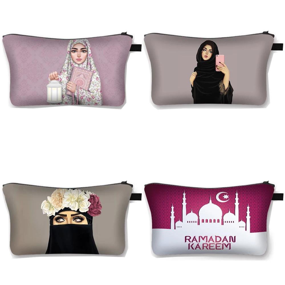 Bags Makeup-Bag Cosmetic-Case Islamic Muslim Women Canvas Fashion Ladies Face Hijab Eyes