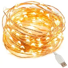 Guirlande lumineuse à lumière LED avec fil argenté, alimentée par USB, décoration féerique pour nouvel an, mariage, noël, pour chambre à coucher, 1M, 2M, 5M, 10M