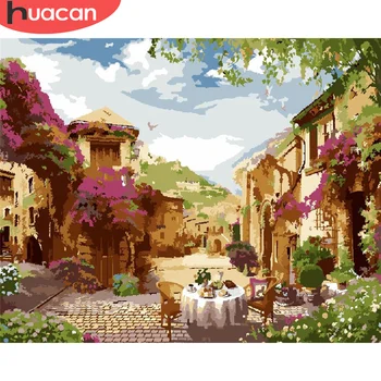 

HUACAN DIY Painting By Number House Hand Painted Paintings Art Drawing On Canvas Gift Pictures By Numbers Street Kits Home Decor