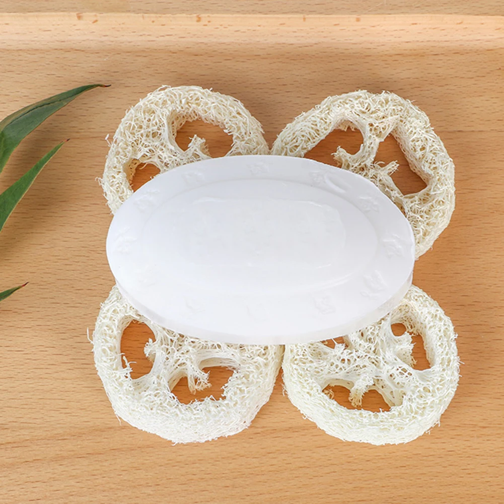 

50pcs Natural Loofah Slice Spa Bath Facial Soap Stand Soap Holder Sink Sponge Drain Box Suction Cup Soap Drying Rack Storage