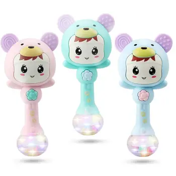 

Kuulee Baby Cute Rattles Musical Hand Bells Child Interesting Toys Lights Newborn Sand Hammer Bite Teether Educational Toys