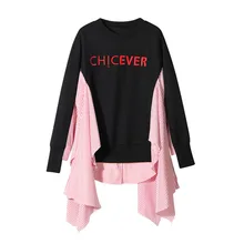 Europe And America Popular Brand 2020 Spring New Style Women's Embroidered Letters Joint Stripes Side Edge Bandage Cloth Long