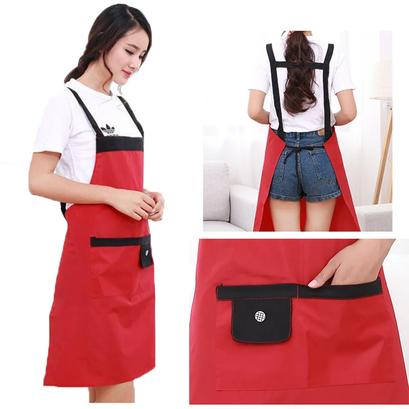 

Waterproof Apron Kitchen Restaurant Men Women Chef Apron Cooking Bib with Double Pocket Waiter Cafe Shop BBQ Hairdresser Apron