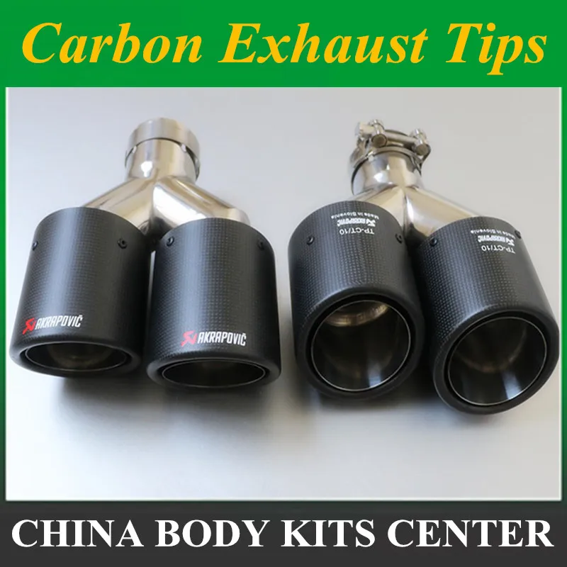

Wholesales 4 Models Universal Car Styling Akrapovic Exhaust Tip Glossy/Matt Carbon Fiber Muffler Pipe For Car Accessories