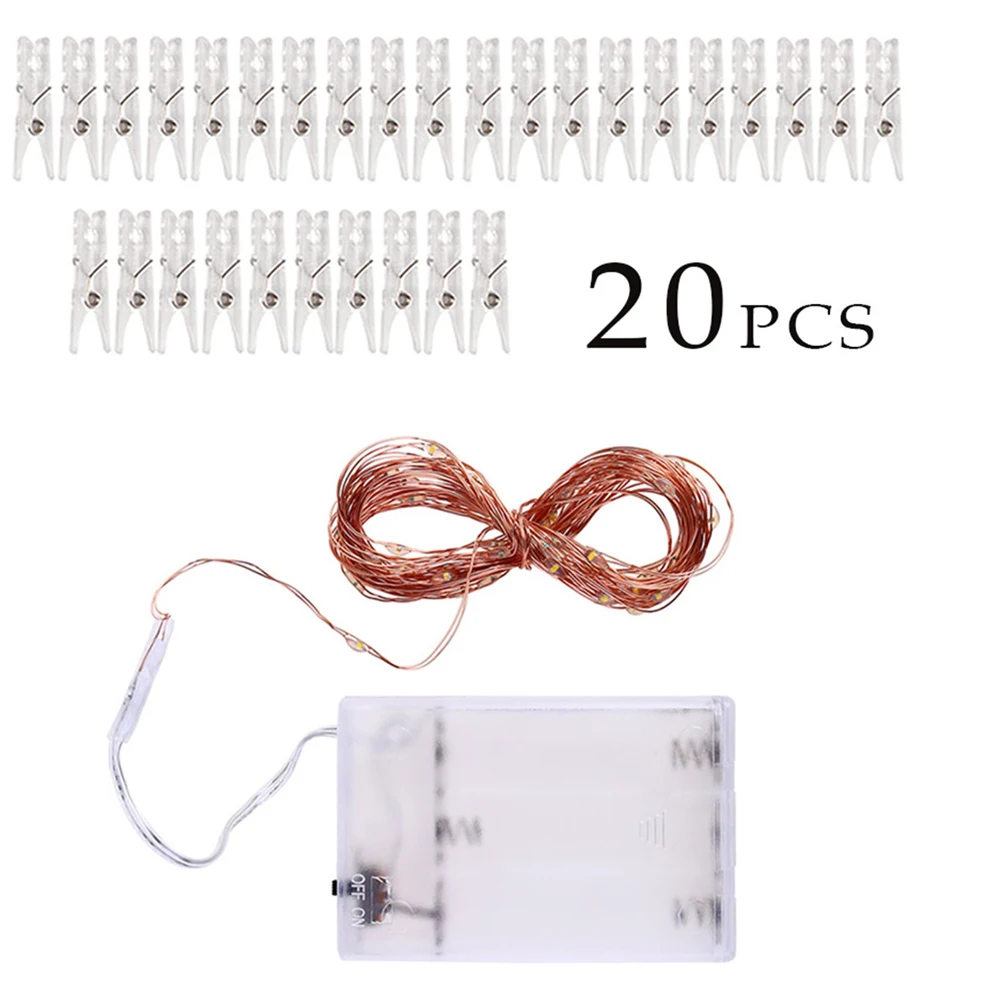 2 м/5 м/10 м светодиодный зажим для фото USB или батарея светодиодные гирлянды