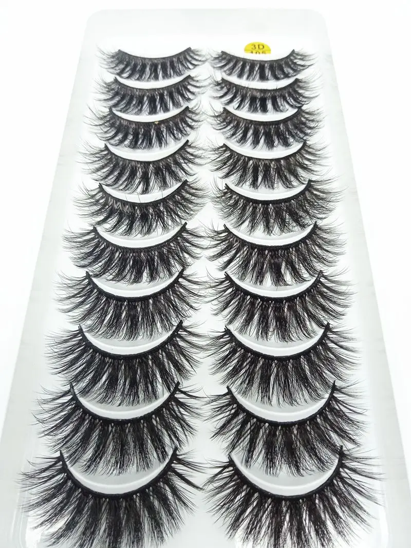 10 пар/компл. макияж Natural3DVolume норки искусственные завитые ресницы крест длинный толстый ресницы серо-коричневого цвета Мягкая ручной наращивание ресниц - Цвет: 105