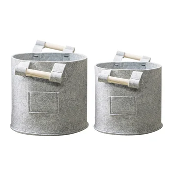 

Wooden Portable Felt Storage Basket