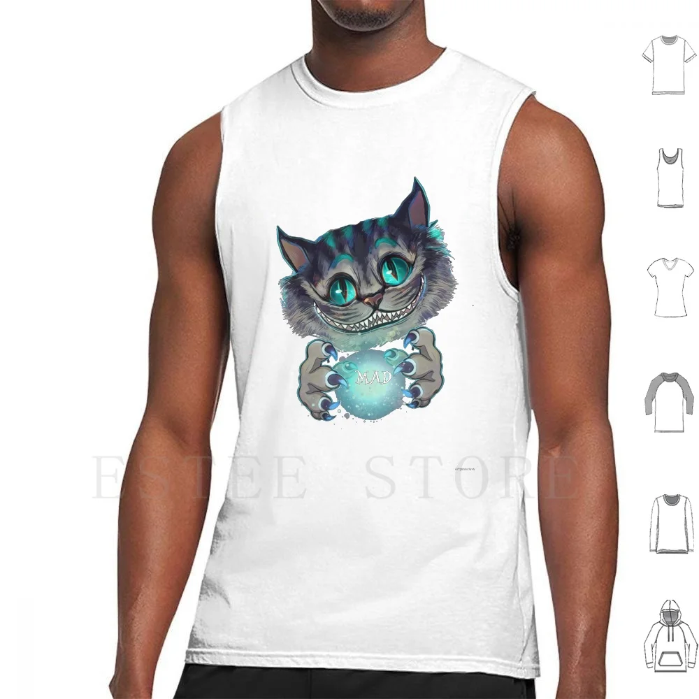 Mad ? Tank Tops Vest Sleeveless Alice Chat Cat Cheshire Books Movies Cute Pop Culture Chesire In | Мужская одежда