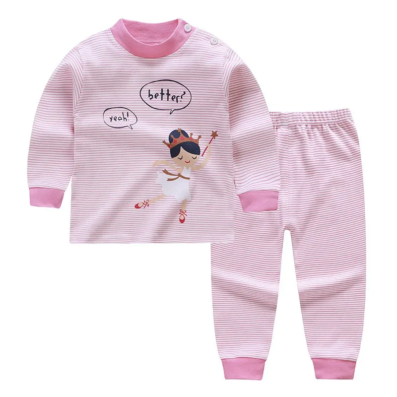 Детский пижамный комплект для детей от 0 до 7 лет, Модный комплект одежды для сна с принтом и длинными рукавами, комплект хлопковой одежды для маленьких девочек - Цвет: D2