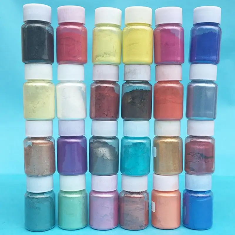 24 Pcs/set Pearlescent Powder Slime DIY Crafts Making Crystal Resin Glitter T4MD