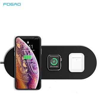 

FDGAO 15W Qi Wireless Charger For Samsung S20 S10 3 in 1 Fast Charging Pad For iPhone 11 Pro XS Apple Watch iWatch 5 Airpods Pro