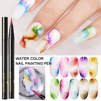 BORN PRETTY 1ml/6ml Water Color Ink Nail Painting Pen Design Blossoming BeautySmoke Effect Nail Art DIY Designs