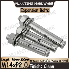 

1Piece~3Pcs M14x80mm-300mm SUS304 Stainless Steel Wedge Anchor Expansion Bolt Built-in Expansion Screw with Washers and Nuts
