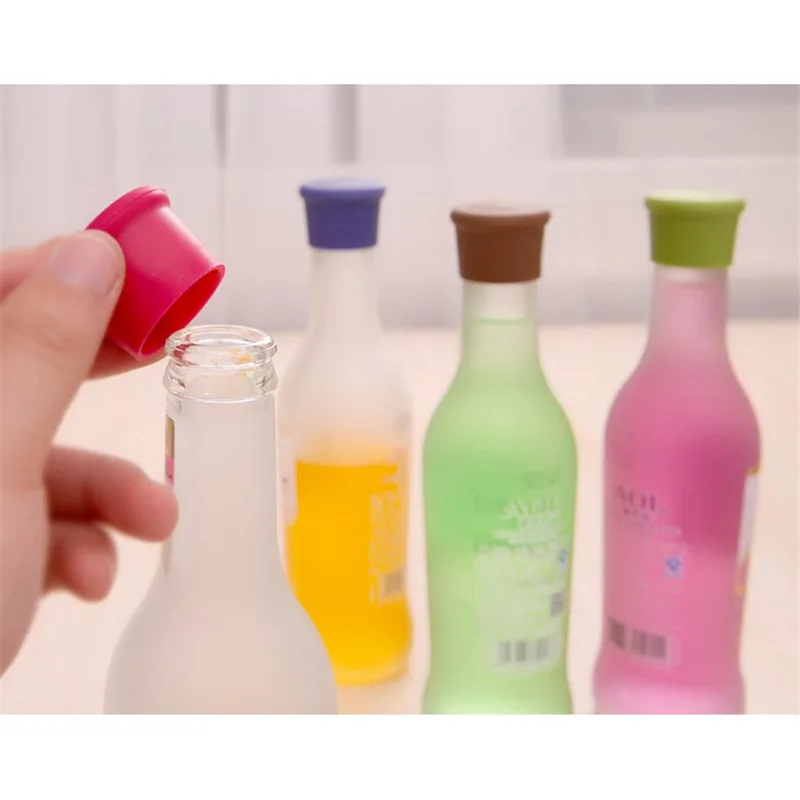 5PCs Multicolor Creativity Silicone Top Hat Fresh-keeping Bottle Cap Wine Cork Wine Pourer Stopper Kitchen Accessories 3.5x3.1cm