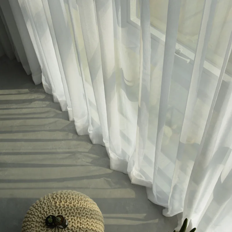 Однотонные Белые Серые тюлевые занавески для окон для гостиной спальни современная органза вуаль мягкие, с щетиной прозрачная панель для штор