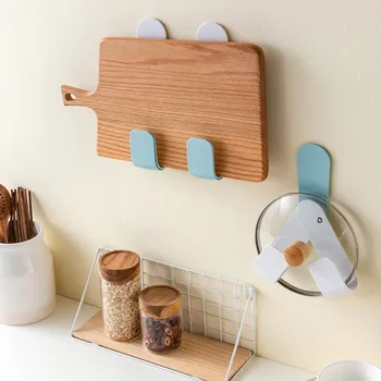 

Multifunctional New Wall-Mounted Perforated Pot Cover Rack Cutting Board Storage Rack Kitchen Supply Storage Rack White/Blue/