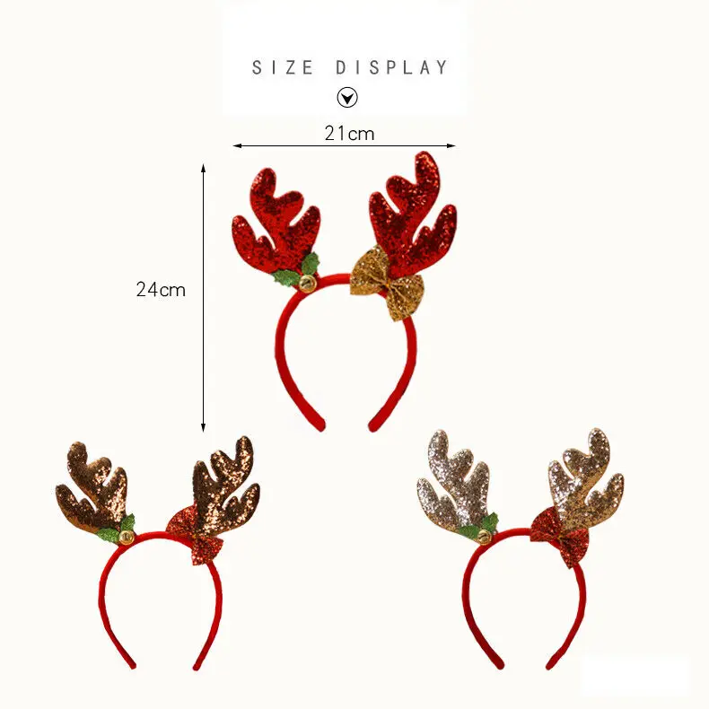 Happy Christmas Headbands Fancy Reindeer Antlers Hairband Xmas Kids Festive Party Decor Best Gift
