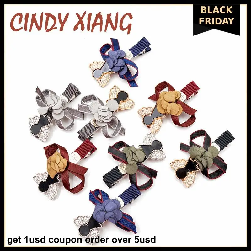 

New Arrival Rhinestone Cute Angle Style Hairpins Girls Ribbon Bow Headwear Fashion Hair Accessories Pins Summer Jewelry Gift