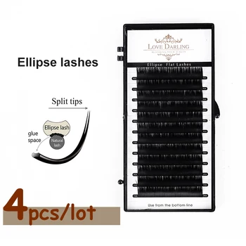 

Love Darling 4 cases/lot Ellipse-Flat-lash False Eyelash Extension flat mink cilia eyelashes Faux Matte Mink Ellipse eyelashes