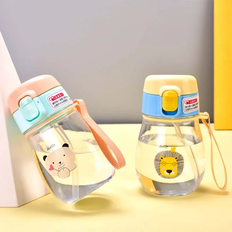 Baby Kid Water Bottle Portable No Spill My Tritan Bottle Children Small Kettle with Straw Food Grade Slide Cover Copo 2Pc Cover