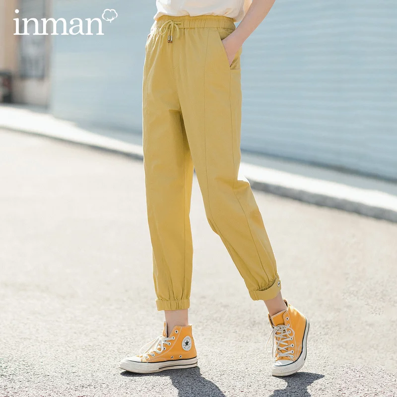 

INMAN 2020 Summer New Arrival Pure Cotton Sport Fashion Personality Frock Style Pencil Pant