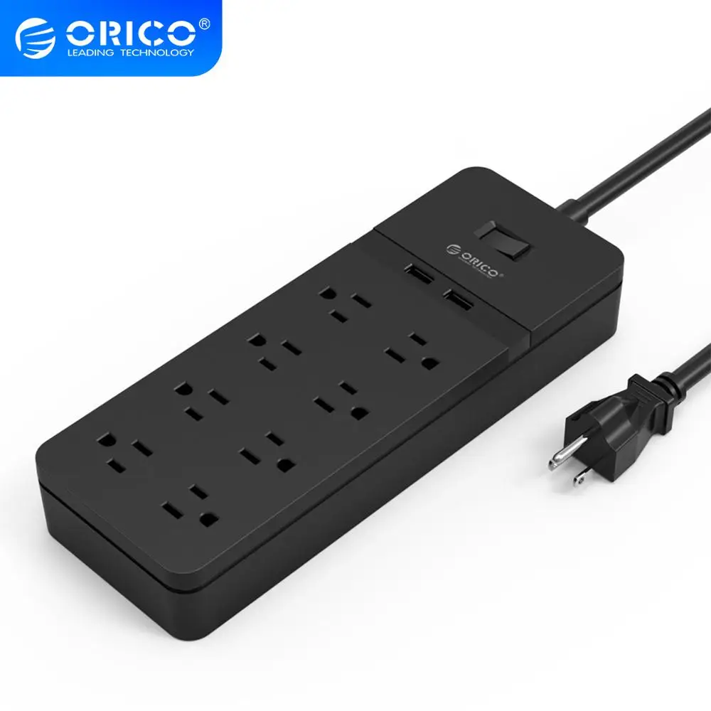 Сетевой фильтр ORICO с 2 USB портами для зарядки умный мульти удлинитель сетевым