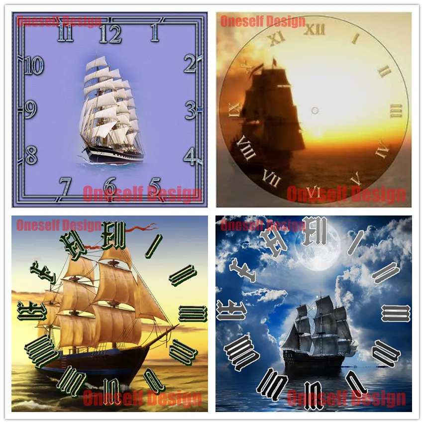 popular diamond art kit diy mosaic sale clock boat 5d painting full and ship decoration home wall sticker | Дом и сад