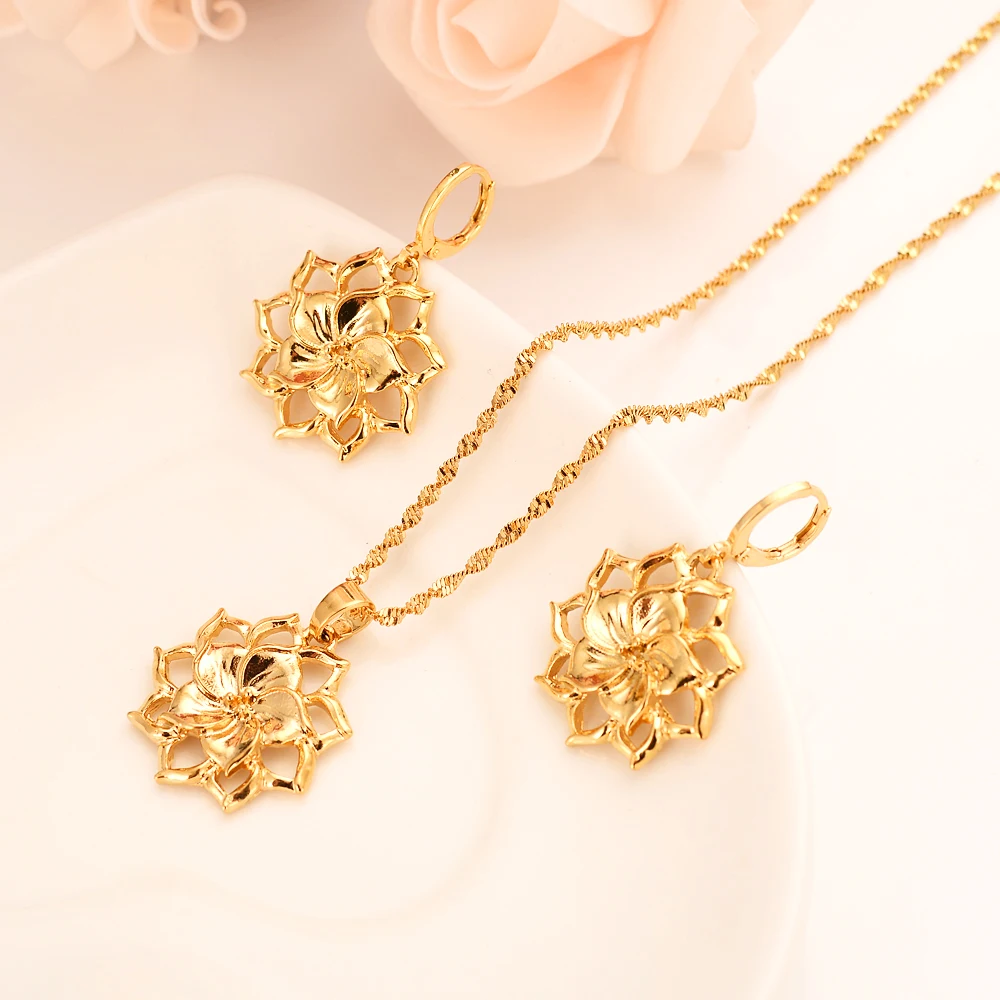 Gold dubai india flower African jewelry 