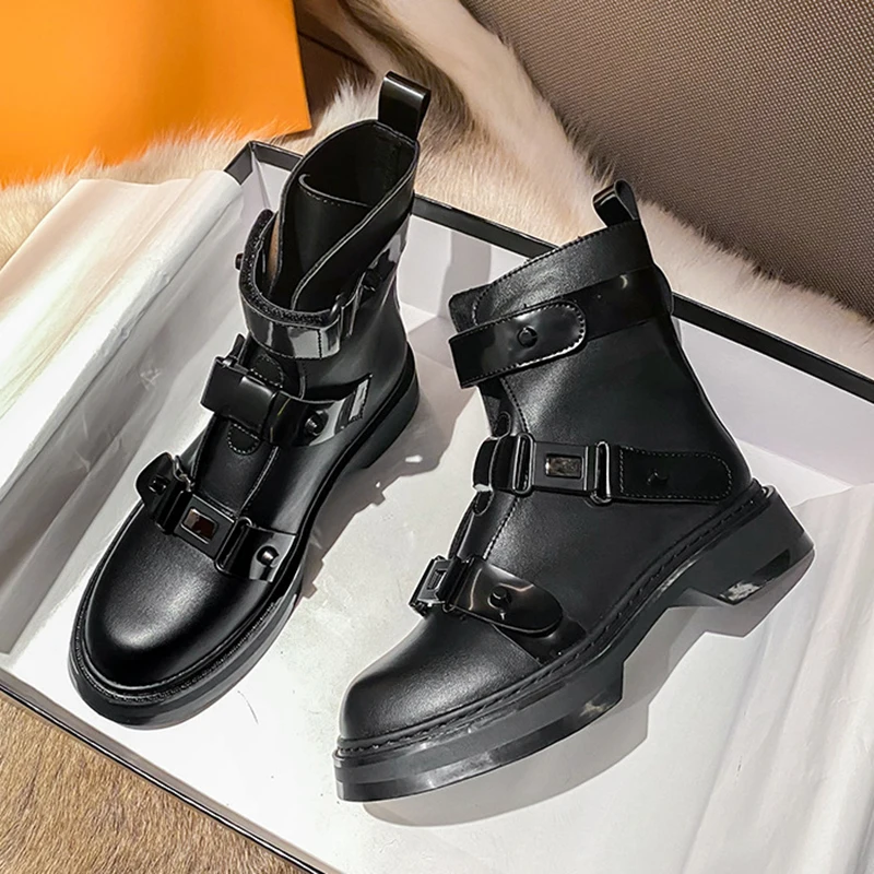 Black Boots Female Platform Shoes Women Ankle Boots for Women Casual Shoes Woman Booties 2021 Fashion Shoe Woman Boot Solid New