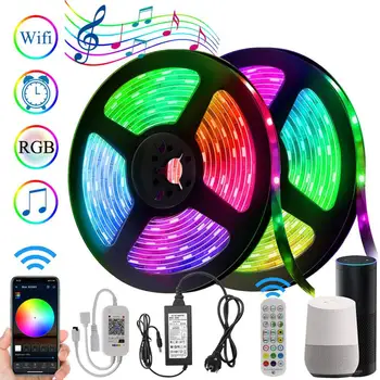 

New WIFI LED Strip Light 12V With Controller RGB 5050/2835 Flexible Ribbon 5M/10M/15M Waterproof Tape Diode For Home decoration